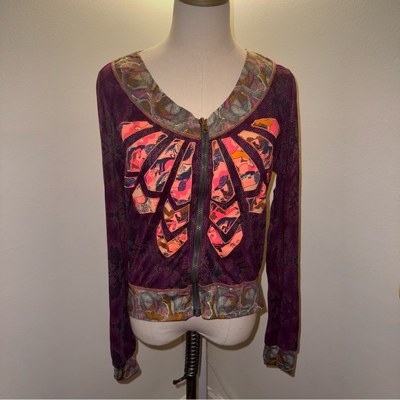 Maaji Jackets & Blazers - Maaji Women’s Large Purple Pink Horse Print Mesh Full Zip Lightweight Jacket